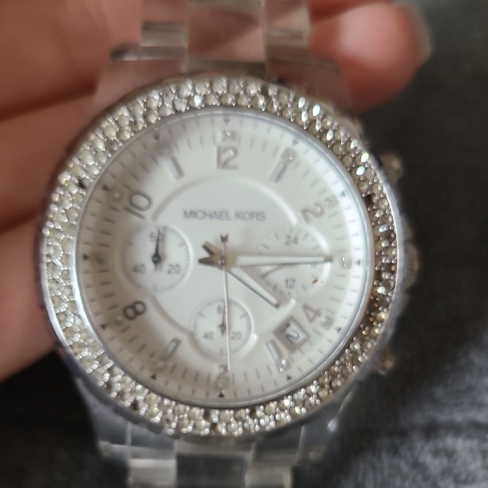 Michael Kors Silver and White Crystal Watch